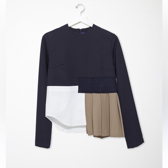 Jacquemus L'Enfant Du Soleil Cropped Mutli Media Top L/S Colorblock Pleat Small